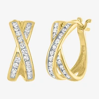 (G-H / I1-I2) Womens 1/3 CT. T.W. Lab Grown White Diamond 10K Gold 12.8mm Hoop Earrings