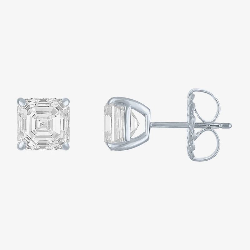 (E-F/Si1-Si2) 4 CT. T.W. Lab-Grown Diamond 14K Gold 7mm Asscher Stud Earrings