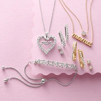 Yes, Please! "Mom" Womens 1/10 CT. T.W. Natural White Diamond Sterling Silver Heart 18 Inch Pendant Necklace