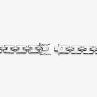 Mens Sterling Silver 8 / Inch Solid Link Round Id Bracelet