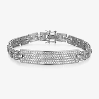 Mens Sterling Silver 8 / Inch Solid Link Round Id Bracelet