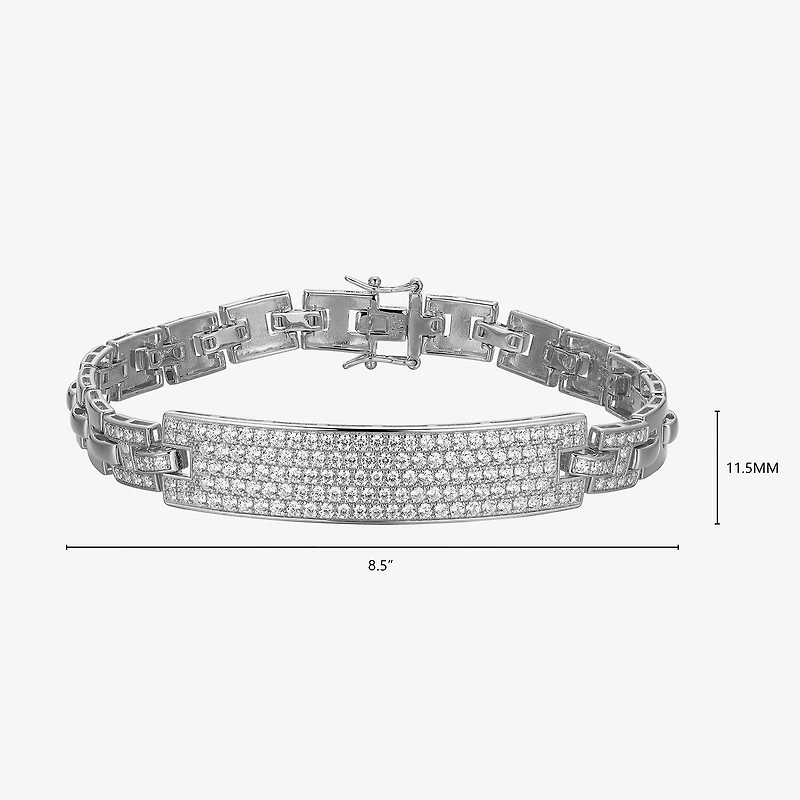 Mens Sterling Silver 8 / Inch Solid Link Round Id Bracelet