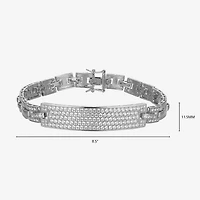 Mens Sterling Silver 8 / Inch Solid Link Round Id Bracelet