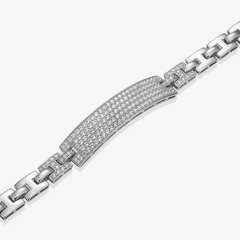 Mens Sterling Silver 8 / Inch Solid Link Round Id Bracelet