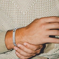 Mens Sterling Silver 8 Inch Solid Link Round Id Bracelet