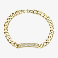 Mens 18K Gold Over Silver Sterling Silver 8 Inch Solid Link Round Id Bracelet