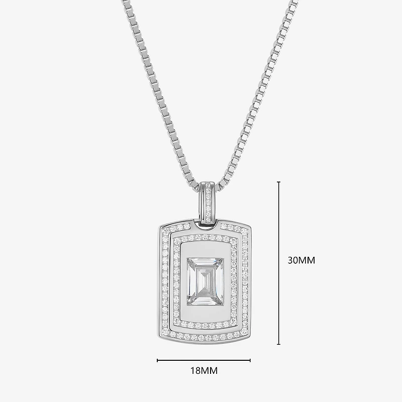 Mens 4 3/4 CT. T.W. Cubic Zirconia Sterling Silver Round 23 Inch Pendant Necklace