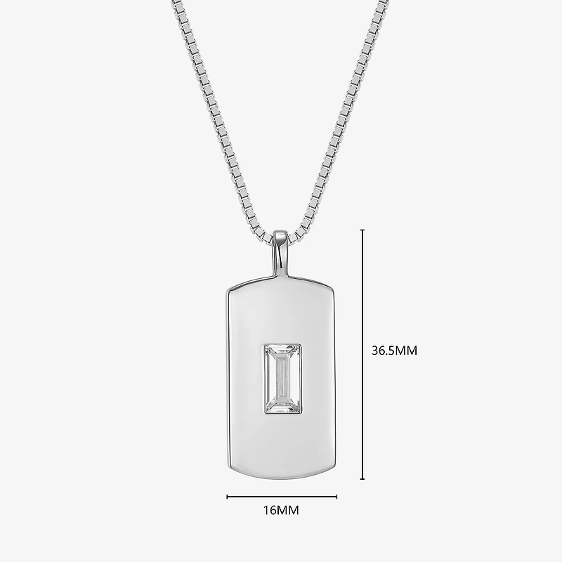 Mens 2 1/2 CT. T.W. Cubic Zirconia Sterling Silver 25 Inch Pendant Necklace