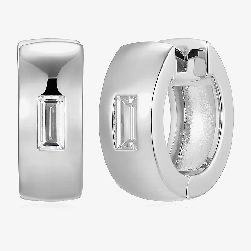 Mens 5/8 CT. T.W. Cubic Zirconia Sterling Silver 15.1mm Hoop Earrings