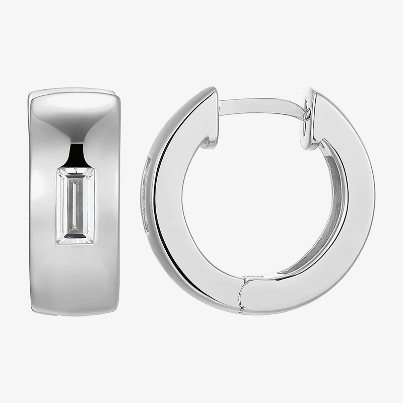 Mens 5/8 CT. T.W. Cubic Zirconia Sterling Silver 15.1mm Hoop Earrings