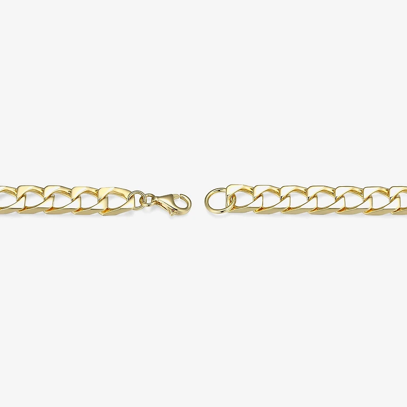 Mens 18K Gold Over Silver 8 1/2 Inch Solid Link Id Bracelet