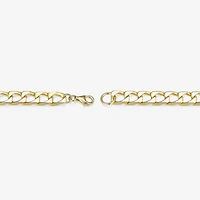 Mens 18K Gold Over Silver 8 1/2 Inch Solid Link Id Bracelet