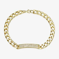 Mens 18K Gold Over Silver 8 1/2 Inch Solid Link Id Bracelet