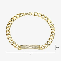 Mens 18K Gold Over Silver 8 1/2 Inch Solid Link Id Bracelet