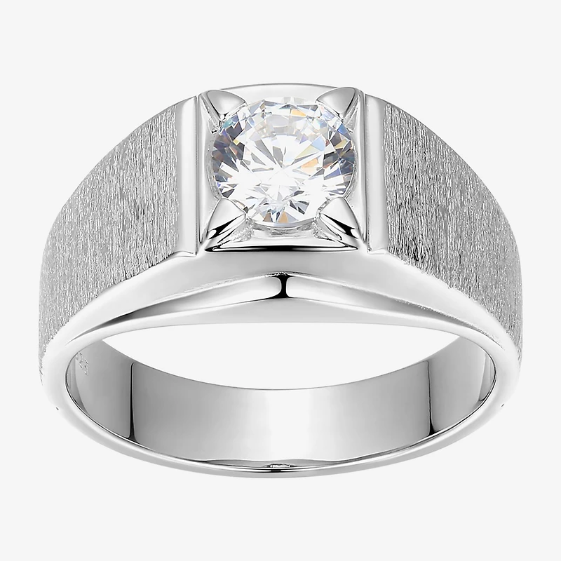 Mens 1 3/4 CT. T.W. Cubic Zirconia Sterling Silver Round Solitaire Fashion Ring