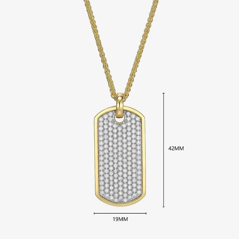 Mens 3 3/4 CT. T.W. Cubic Zirconia 18K Gold Over Silver Round Inch Pendant Necklace