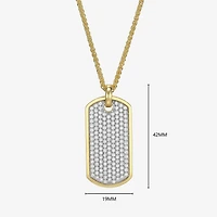 Mens 3 3/4 CT. T.W. Cubic Zirconia 18K Gold Over Silver Round Inch Pendant Necklace