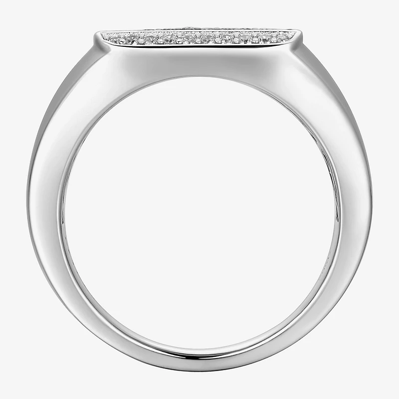 Mens 1 1/5 CT. T.W. Simulated Cubic Zirconia Sterling Silver Round Fashion Ring