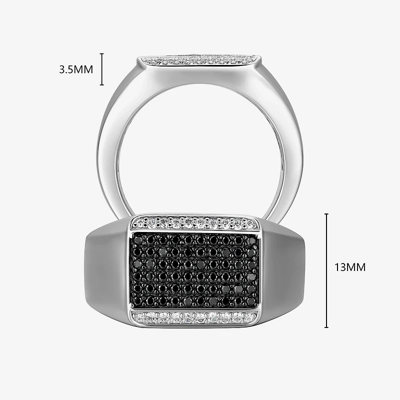 Mens 1 1/5 CT. T.W. Simulated Cubic Zirconia Sterling Silver Round Fashion Ring