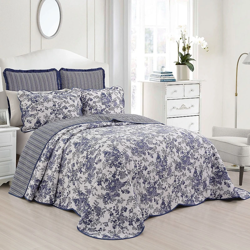 Laurel Manor Toile Garden Cotton Bedspread