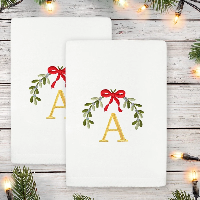 Linum Home Textiles Mistletoe Monogram 2-pc. Hand Towel