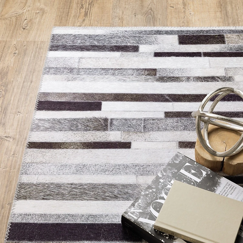 Covington Home Marcel Faux Hide Geo Stripes Indoor Rectangular Area Rug
