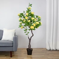 Northlight 63in Yellow And Green Peony Flower Artificial Tree