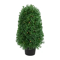 Northlight 18in Pre-Lit Boxwood With Round Pot Artificial Plant