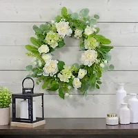 Northlight 23in Hydrangea And Ranunculus Eucalyptus Green And Cream Wreath