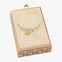 Sparkle Allure Womens Multi Color Cubic Zirconia 14K Gold Over Brass Heart Charm Bracelet