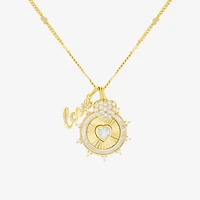 Sparkle Allure Womens White Cubic Zirconia 14K Gold Over Brass Heart 18 Inch Pendant Necklace
