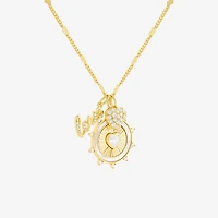 Sparkle Allure Womens White Cubic Zirconia 14K Gold Over Brass Heart 18 Inch Pendant Necklace