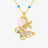 Sparkle Allure Womens Multi Color Cubic Zirconia 14K Gold Over Brass Butterfly 18 Inch Pendant Necklace