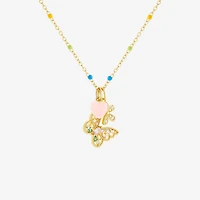 Sparkle Allure Womens Multi Color Cubic Zirconia 14K Gold Over Brass Butterfly 18 Inch Pendant Necklace
