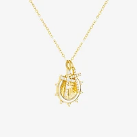 Sparkle Allure Womens White Cubic Zirconia 14K Gold Over Brass Cross 18 Inch Pendant Necklace