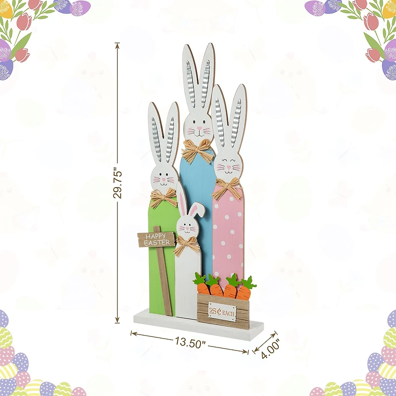 Glitzhome 29.75in Wooden Bunny Family Easter Porch Sign
