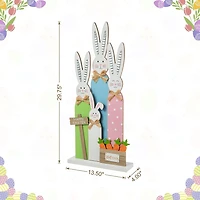 Glitzhome 29.75in Wooden Bunny Family Easter Porch Sign