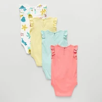 Okie Dokie Baby Girls Round Neck Sleeveless 4-pc. Bodysuit