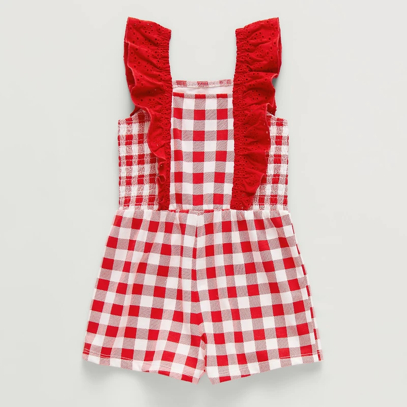 Okie Dokie Toddler & Little Girls Sleeveless Gingham Romper