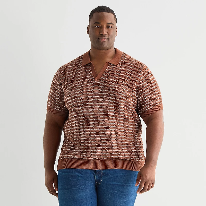 mutual weave Big and Tall Mens Short Sleeve Polo Sweater
