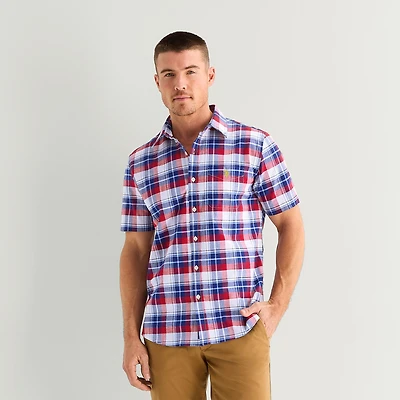 U.S. Polo Assn. Plaid Mens Short Sleeve Classic Fit Stretch Fabric Button-Down Shirt