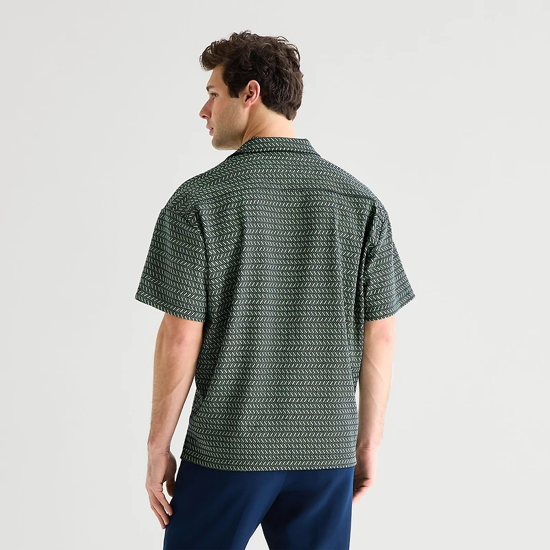 J. Ferrar Geo Mens Short Sleeve Regular Fit Button-Down Shirt