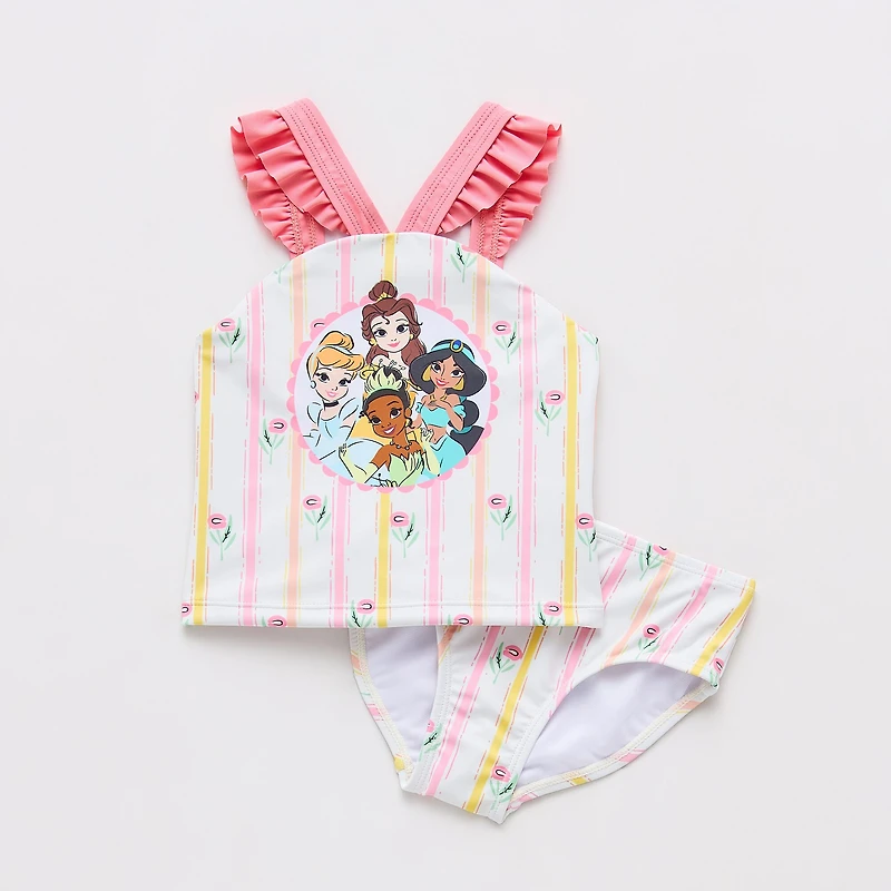 Disney Collection Little & Big Kid Girls Belle Cinderella Princess 2-pc. Tankini Set