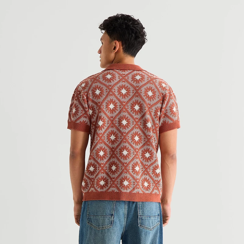 Arizona Mens Short Sleeve Button Polo Sweater