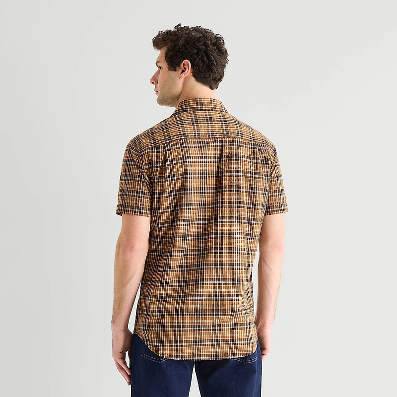 mutual weave Mens Short Sleeve Regular Fit Button-Down Shirt