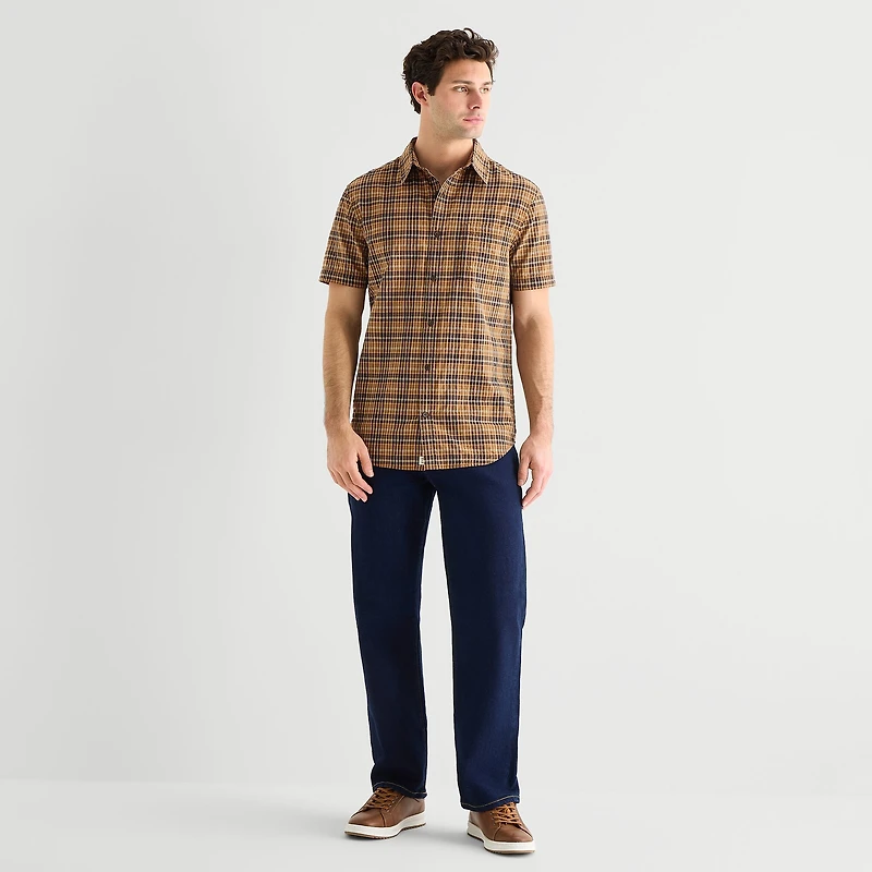 mutual weave Mens Short Sleeve Regular Fit Button-Down Shirt
