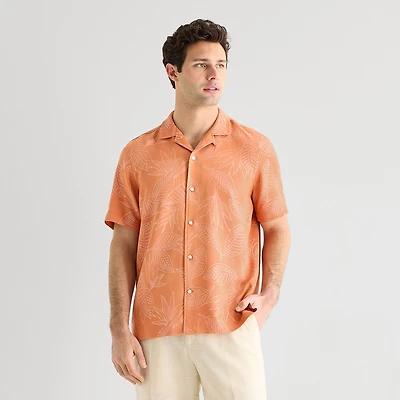J. Ferrar Floral Mens Short Sleeve Camp Shirt