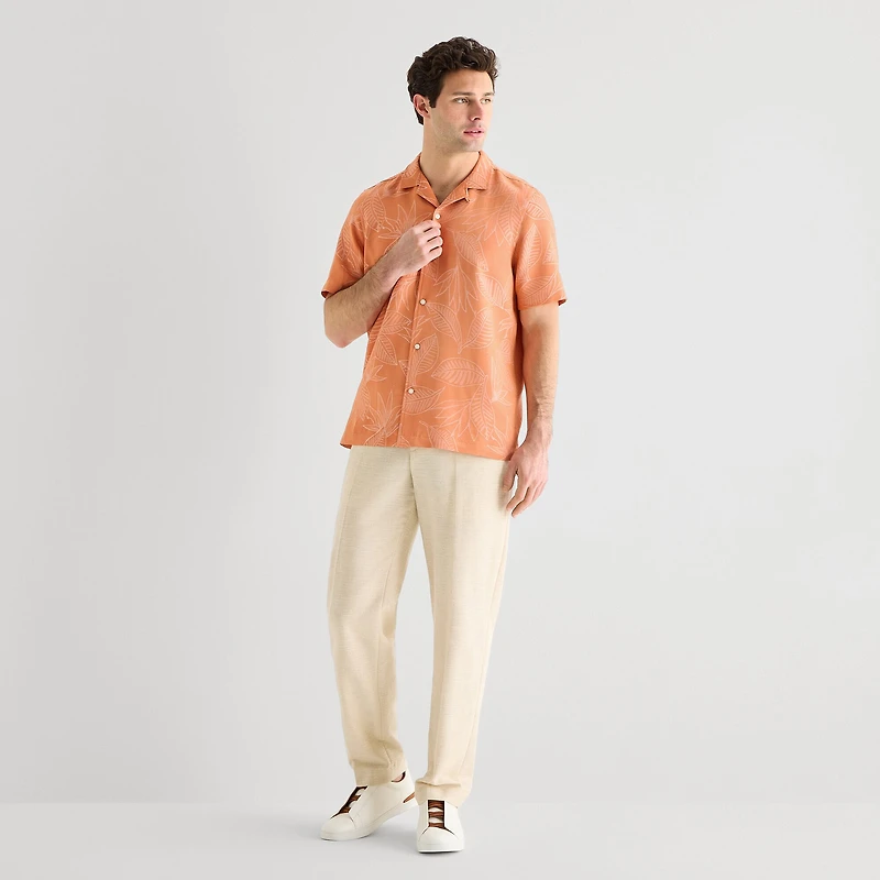 J. Ferrar Floral Mens Short Sleeve Camp Shirt