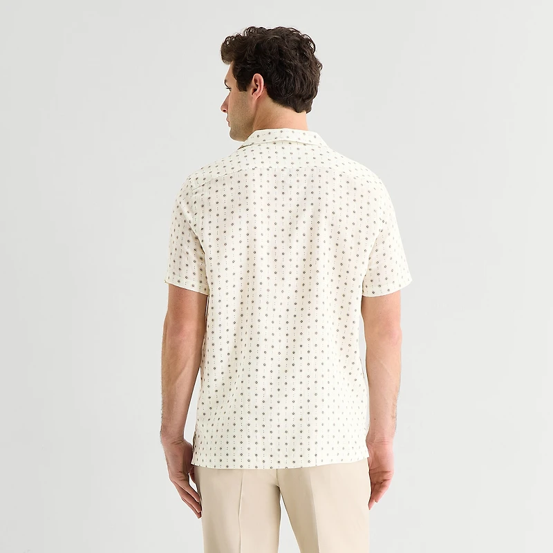 J. Ferrar Linen Blend Mens Short Sleeve Camp Shirt