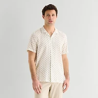 J. Ferrar Linen Blend Mens Short Sleeve Camp Shirt